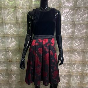 90's Black Velvet Busted Dress with Full Skirt